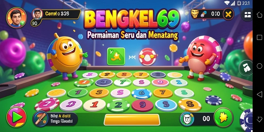 Tampilan gameplay BENGKEL69 yang seru dan penuh warna.