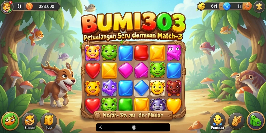 Tampilan gameplay Match-3 yang menakjubkan dari BUMI303.