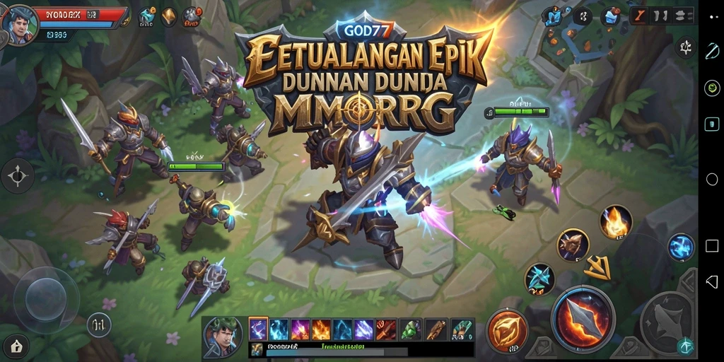 Screenshot gameplay GOD77 dengan pertempuran seru di dunia MMORPG.