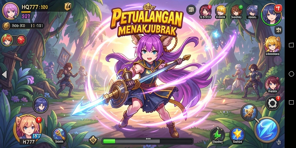 Screenshot gameplay HQ777 menampilkan aksi seru dan karakter Anime.