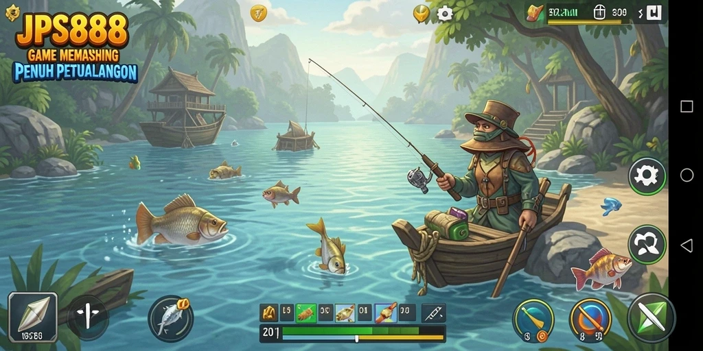 Tampilan gameplay memukau dari JPS888 dengan aksi memancing seru.
