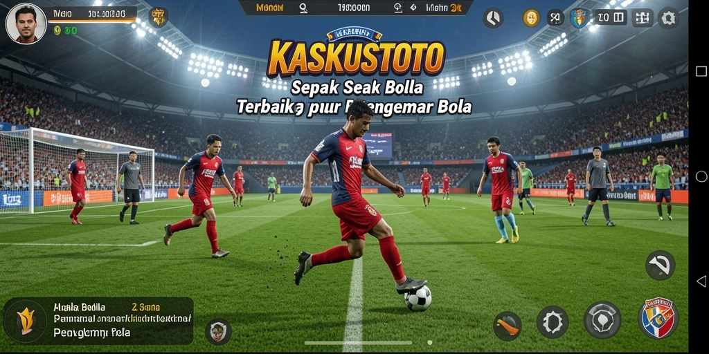 Screenshot utama KASKUSTOTO menampilkan gameplay sepak bola seru.