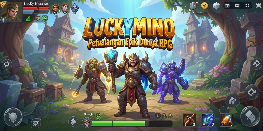 Tampilan gameplay epik dan karakter menarik di LUCKYMINO.