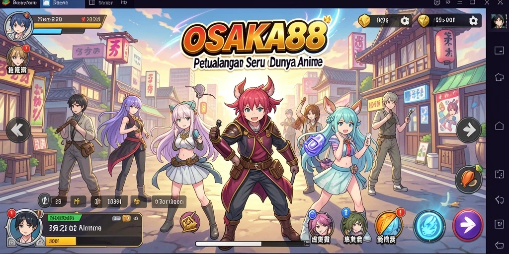 Screenshot dari gameplay seru OSAKA88 menampilkan aksi karakter Anime.