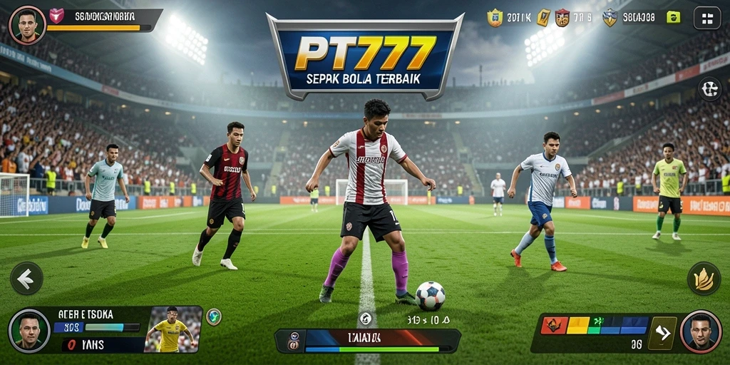 Tampilan gameplay PT777 dengan aksi sepak bola yang mendebarkan.