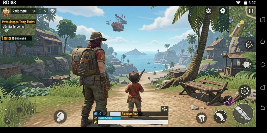 Screenshot gameplay RDI88 yang menunjukkan petualangan dalam dunia terbuka.