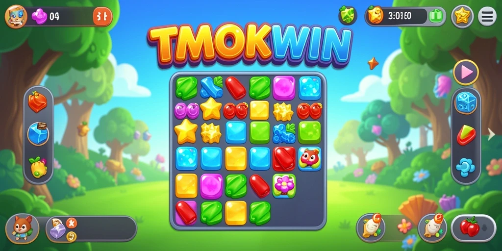 Screenshot gameplay TMOKWIN menampilkan momen seru permainan Match-3.