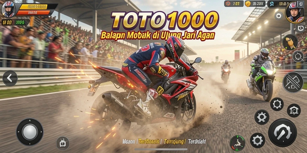 Gameplay balapan motor yang penuh aksi dan tantangan.