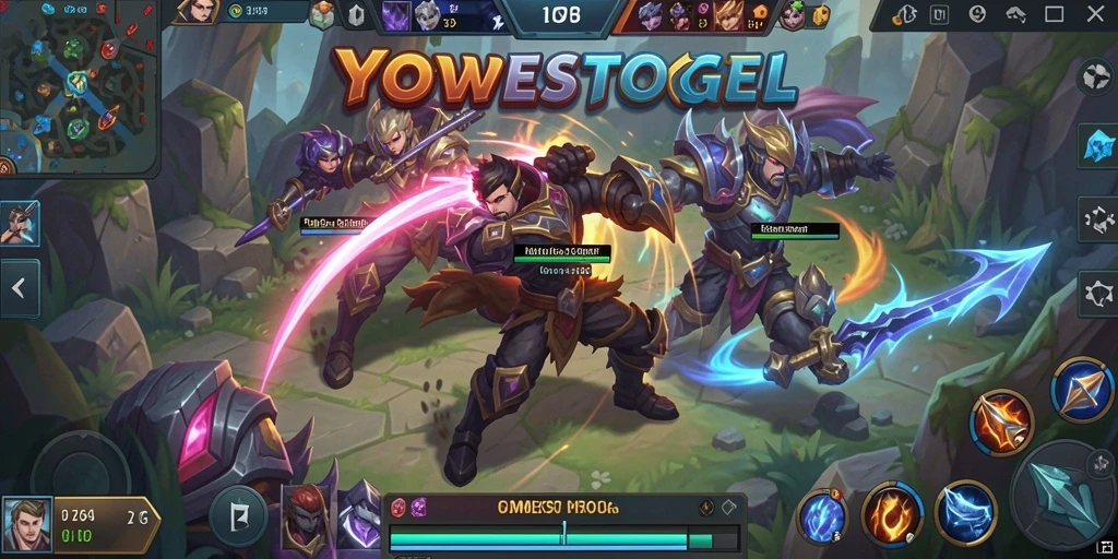 Tampilan gameplay YOWESTOGEL dengan aksi MOBA yang seru.